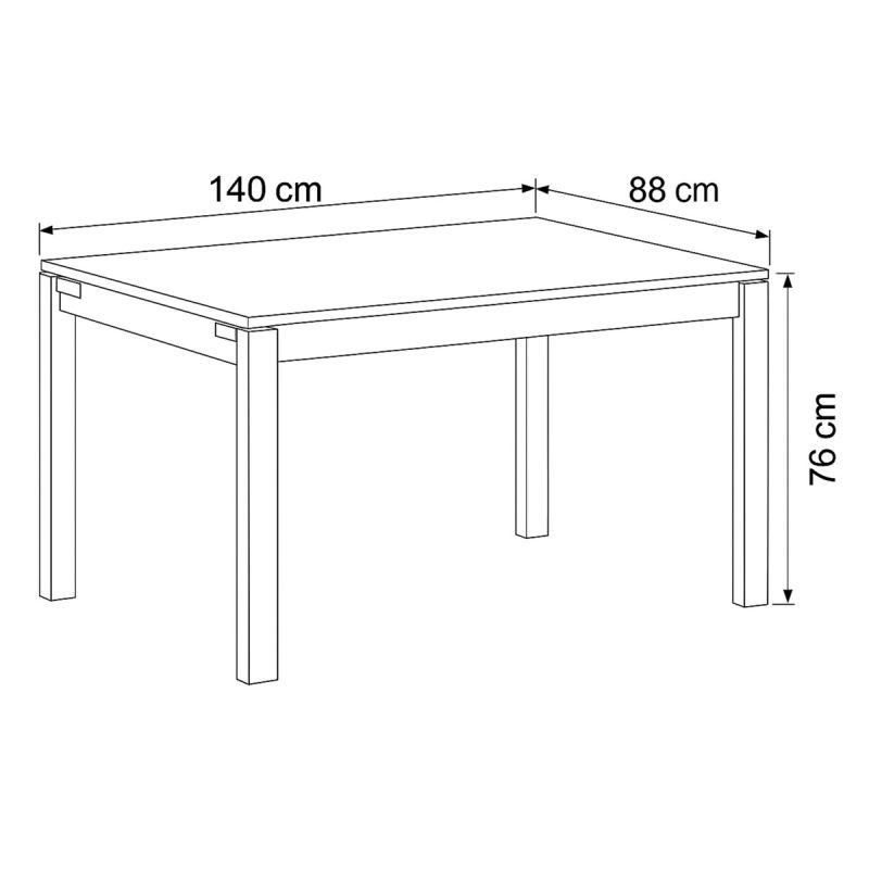 Jedálenský stôl 140x88cm, MDF, kov, divoký dub, HT-725 OAK