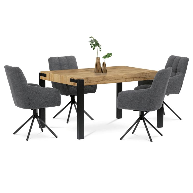 Jedálenský stôl 140x88cm, MDF, kov, divoký dub, HT-725 OAK