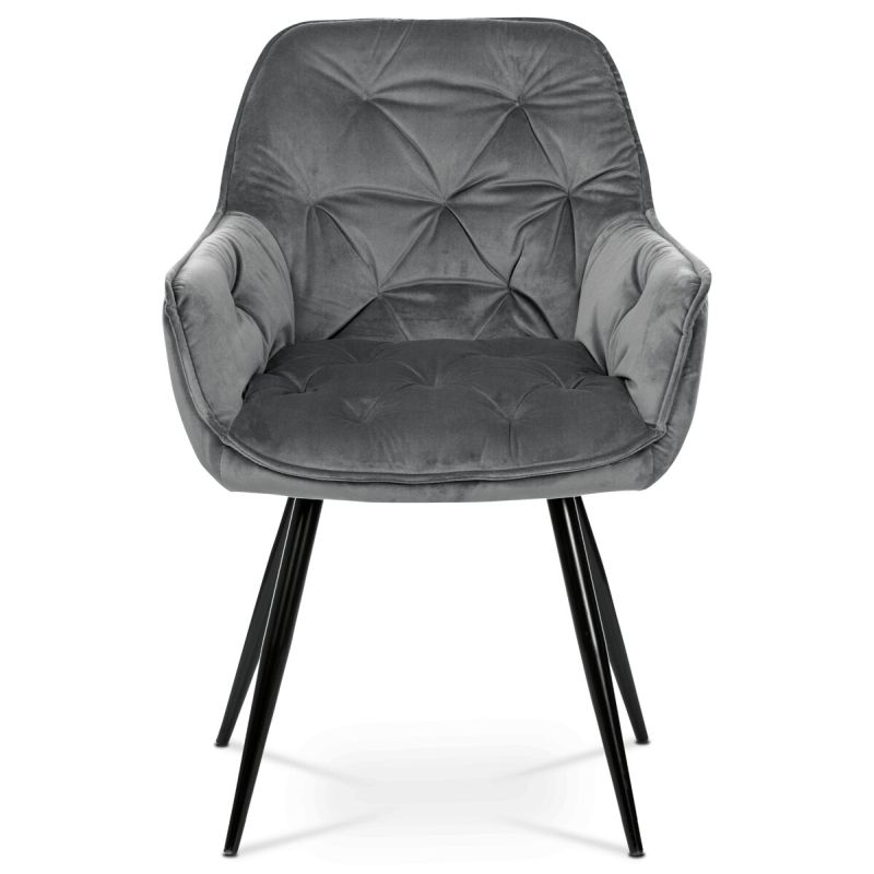 Jedálenská stolička, sivá, zamatová látka, DCH-421 GREY4