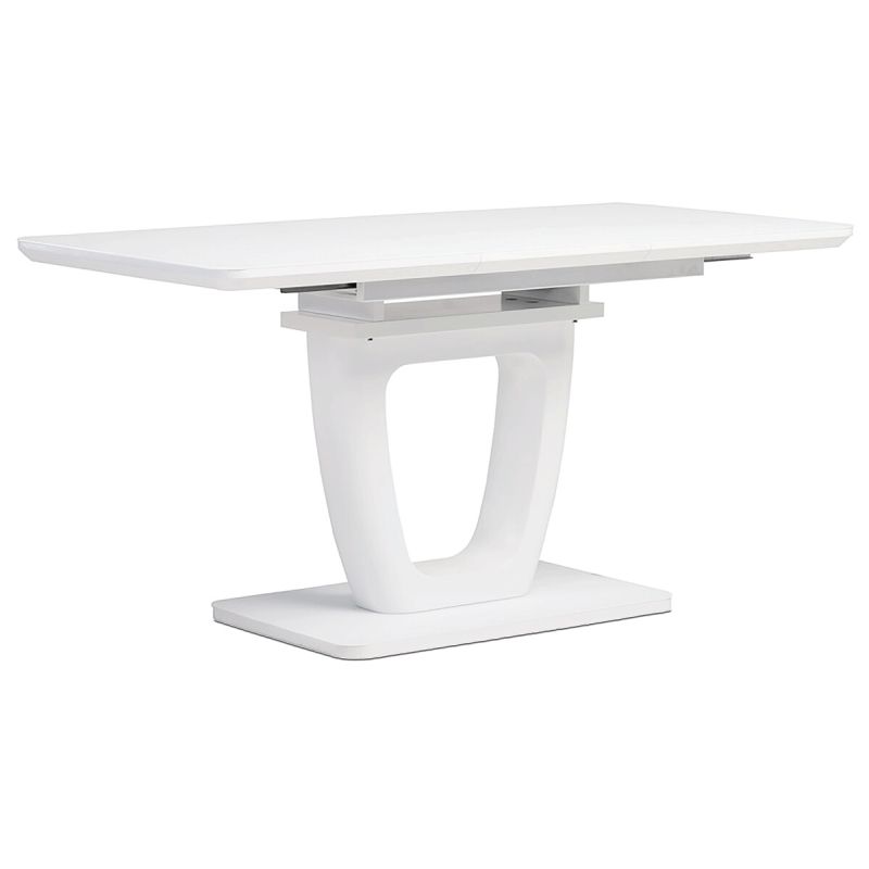 Jedálenský stôl 110-150x75cm, rozkladací, MDF, biely, HT-430 WT