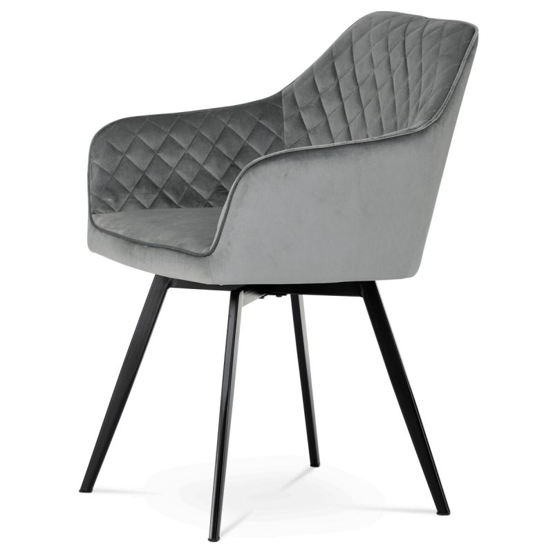 Jedálenská stolička, sivá, zamatová, látka, DCH-425 GREY4
