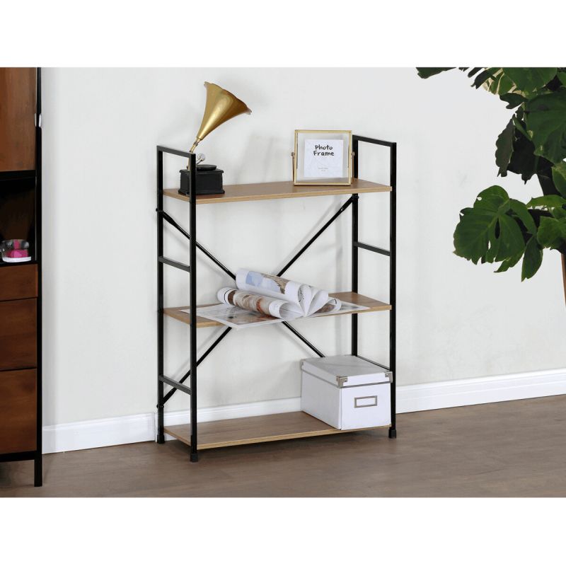 Regál, 59cm, kov, MDF, dub, GD-223 OAK