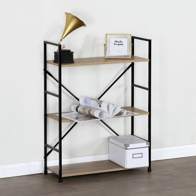 Regál, 59cm, kov, MDF, dub, GD-223 OAK