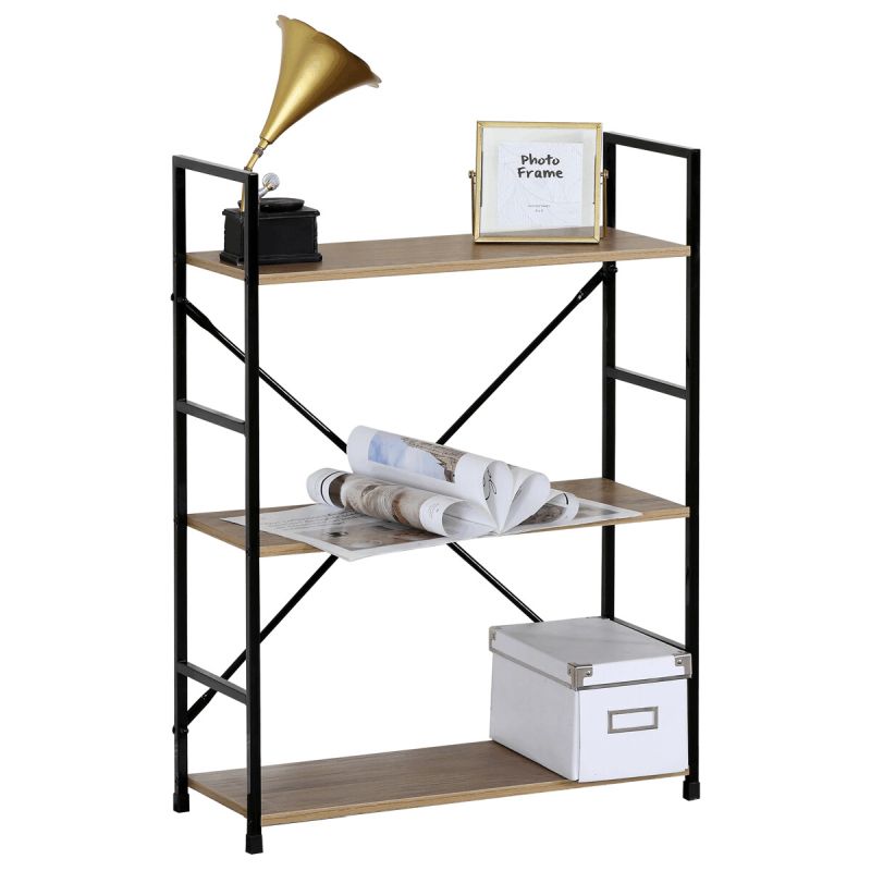 Regál, 59cm, kov, MDF, dub, GD-223 OAK