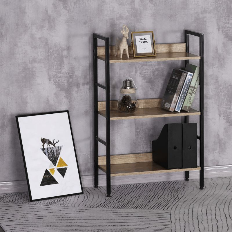 Regál, 60cm, kov, MDF, dub, GD-313 OAK