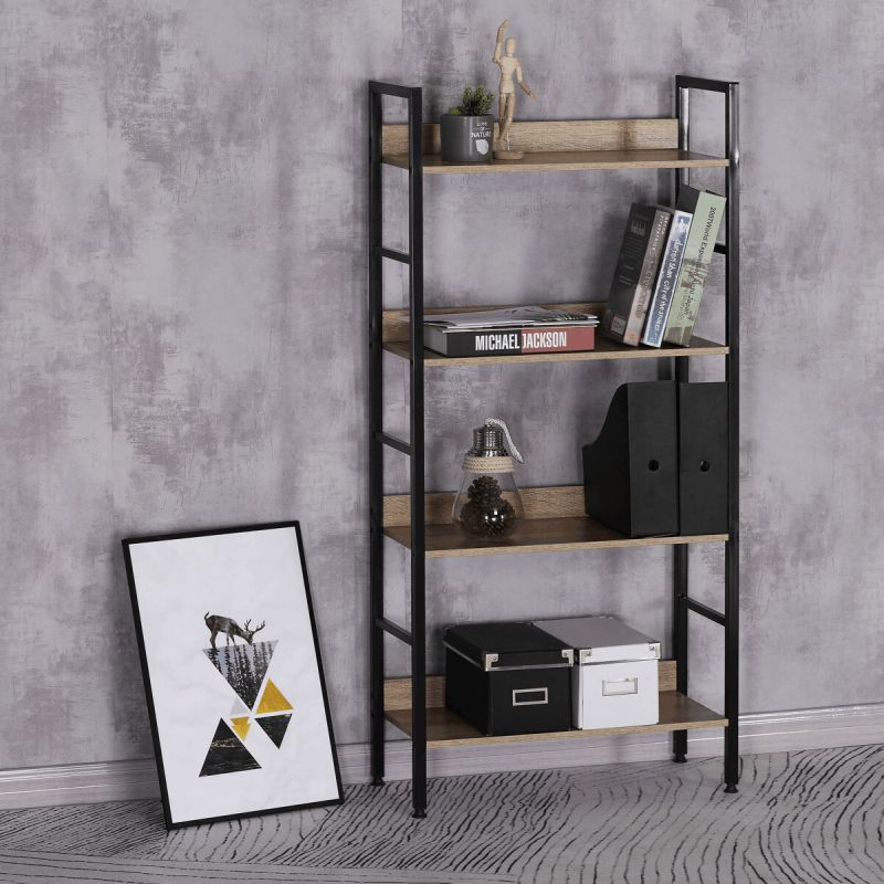 Regál, 60cm, kov, MDF, dub, GD-314 OAK