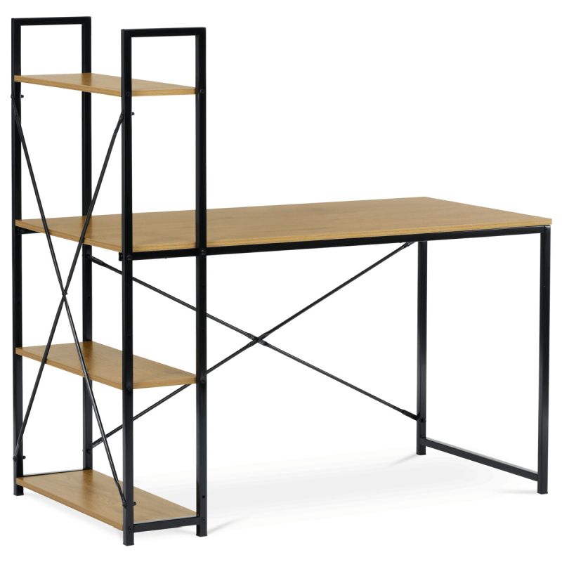 Pracovný stôl, s regálom, 120x60cm, MDF, dub, GD-520 OAK