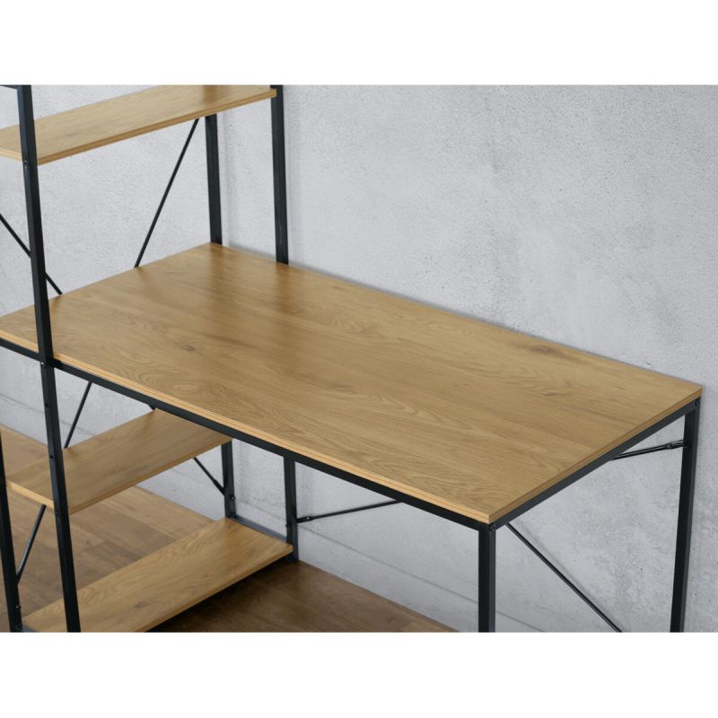Pracovný stôl, s regálom, 120x60cm, MDF, dub, GD-520 OAK