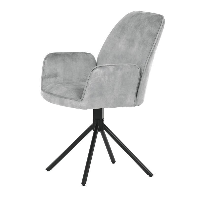 Jedálenská stolička, sivá, zamatová, látka, HC-511 SIL4