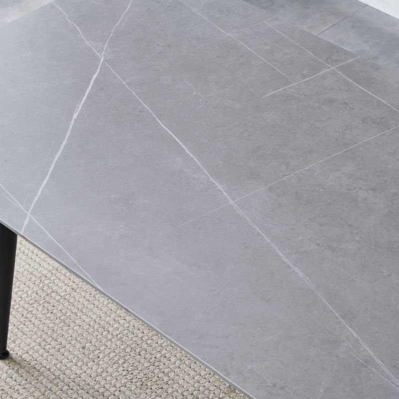 Jedálenský stôl 130x70cm, keramika, kov, sivý, HT-403M GREY