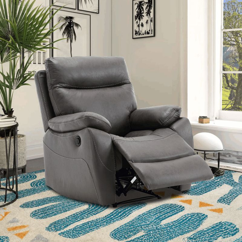 Elektrické relaxačné kreslo sivé, TV-4094 GREY3, polohovateľné