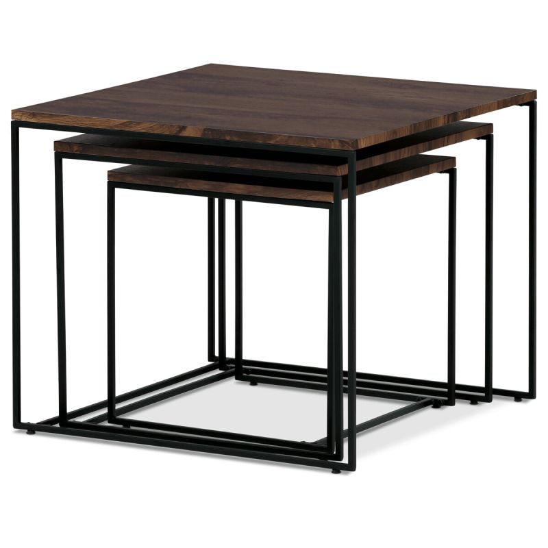 Set 3ks odkladacích stolíkov 60x60cm, MDF orech, AF-3008 WAL