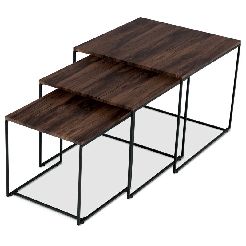 Set 3ks odkladacích stolíkov 60x60cm, MDF orech, AF-3008 WAL