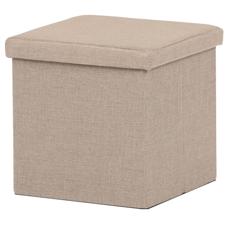 Taburet, 38cm, úložný priestor, béžová látka, TAB-461 CRM2