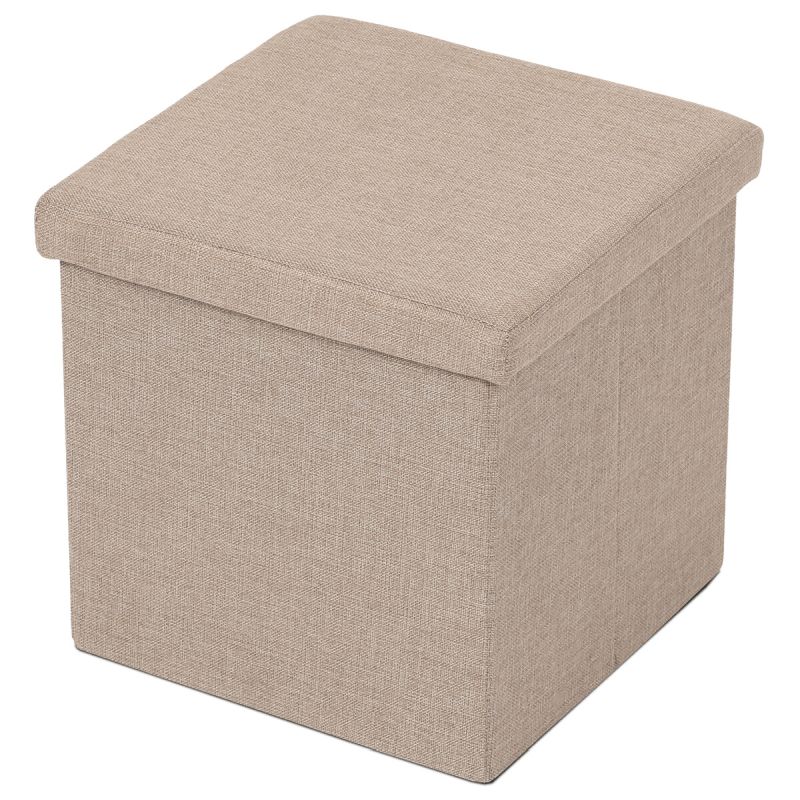 Taburet, 38cm, úložný priestor, béžová látka, TAB-461 CRM2