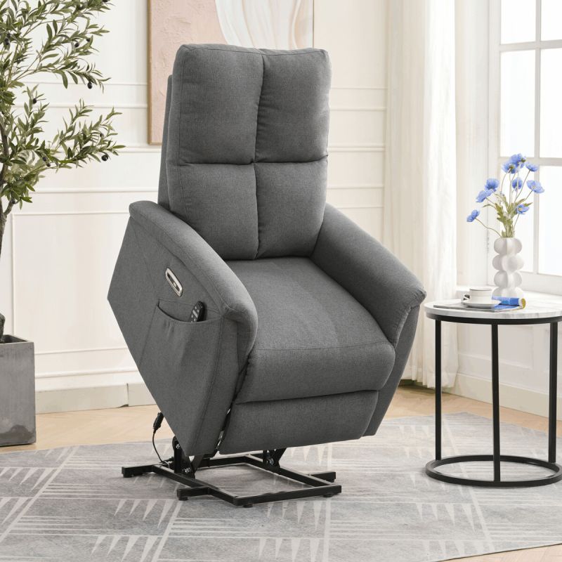 Elektrické polohovateľné masážne kreslo sivé, TV-929 GREY2