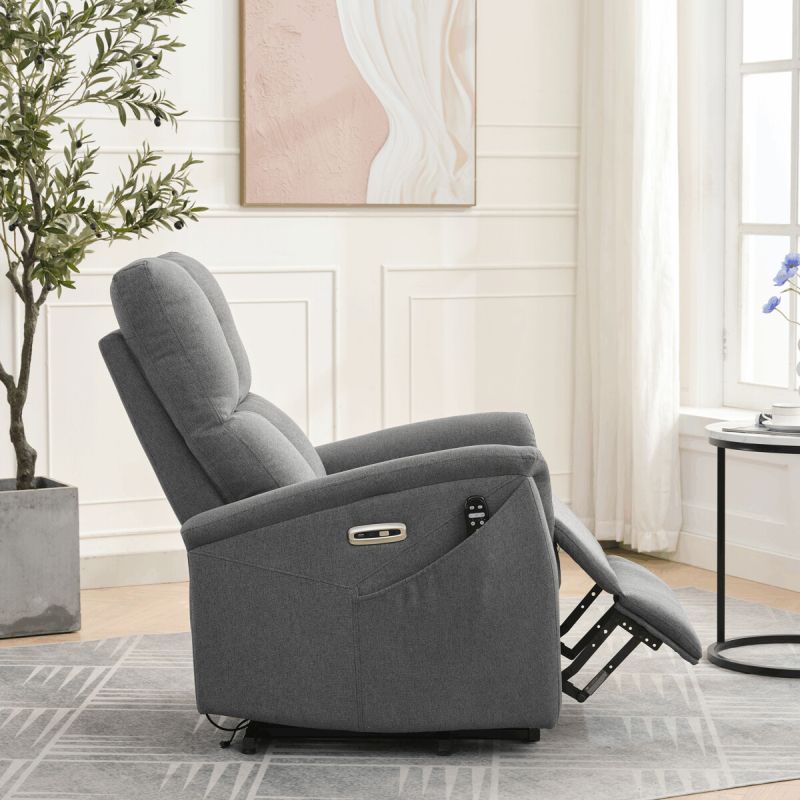 Elektrické polohovateľné masážne kreslo sivé, TV-929 GREY2