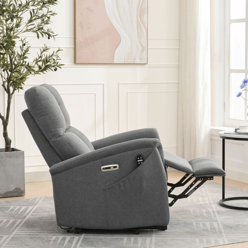 Elektrické polohovateľné masážne kreslo sivé, TV-929 GREY2