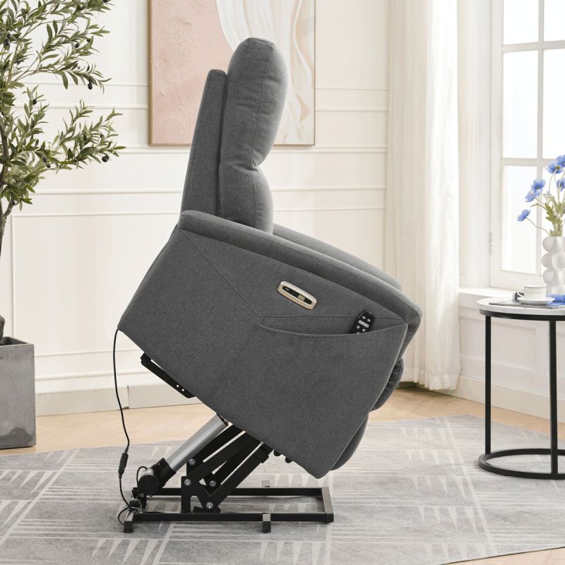 Elektrické polohovateľné masážne kreslo sivé, TV-929 GREY2