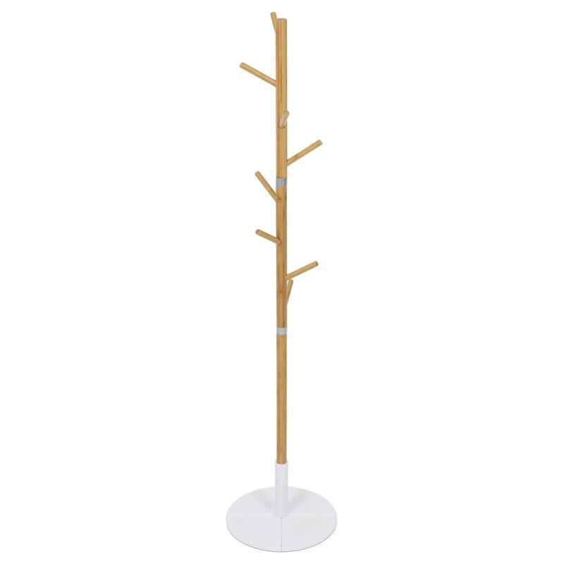 Vešiak stojanový, 175cm, bambus, prírodný, biely, DR-N1006 WT