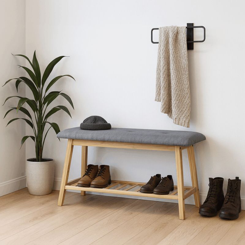 Botník, 90cm, bambus, prírodný, látka, DR-N1012 GREY2