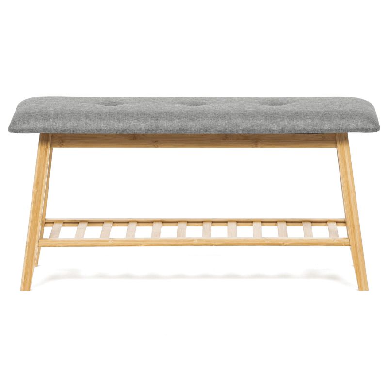 Botník, 90cm, bambus, prírodný, látka, DR-N1012 GREY2