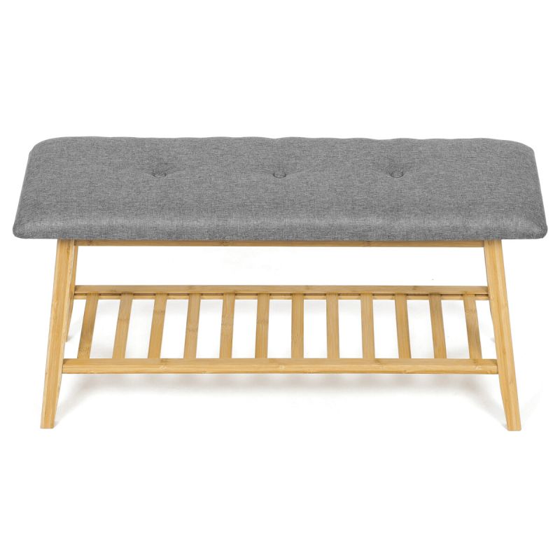 Botník, 90cm, bambus, prírodný, látka, DR-N1012 GREY2