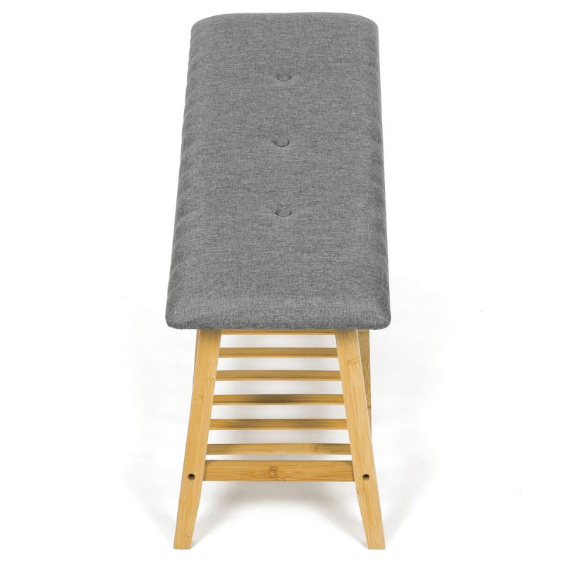 Botník, 90cm, bambus, prírodný, látka, DR-N1012 GREY2