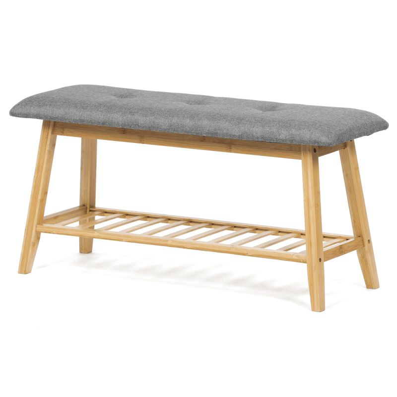 Botník, 90cm, bambus, prírodný, látka, DR-N1012 GREY2