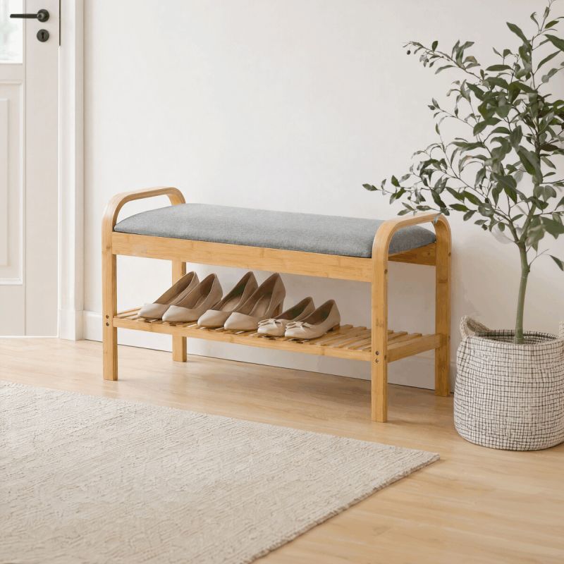 Botník, 91cm, bambus, prírodný, látka, DR-N1016 GREY2