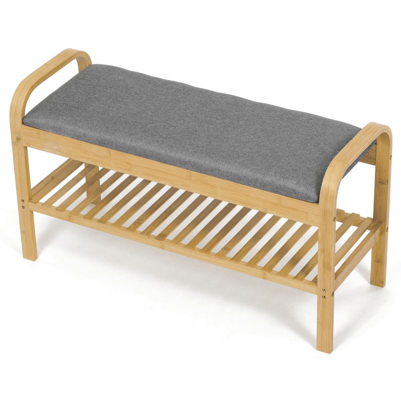 Botník, 91cm, bambus, prírodný, látka, DR-N1016 GREY2