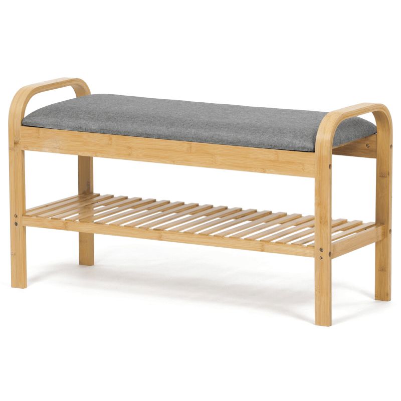 Botník, 91cm, bambus, prírodný, látka, DR-N1016 GREY2