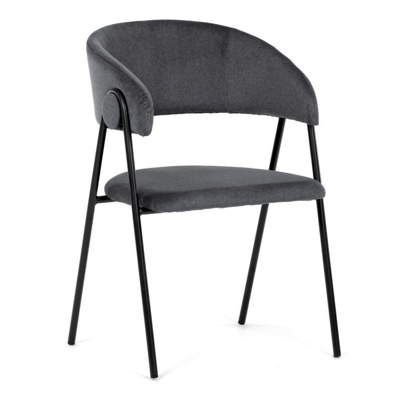 Jedálenská stolička, sivá, zamatová, látka, DCL-X7130 GREY2