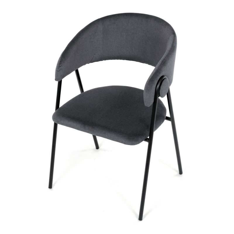 Jedálenská stolička, sivá, zamatová, látka, DCL-X7130 GREY2