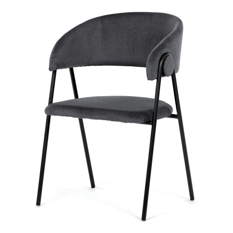 Jedálenská stolička, sivá, zamatová, látka, DCL-X7130 GREY2