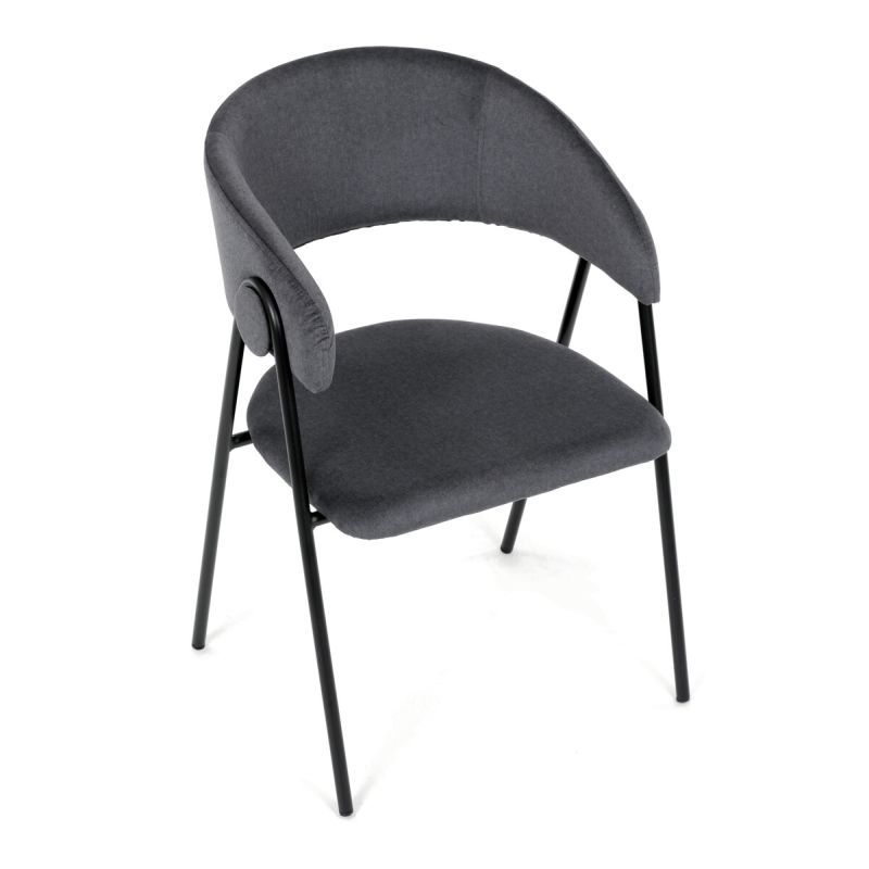 Jedálenská stolička, sivá, zamatová, látka, DCL-X7130 GREY2