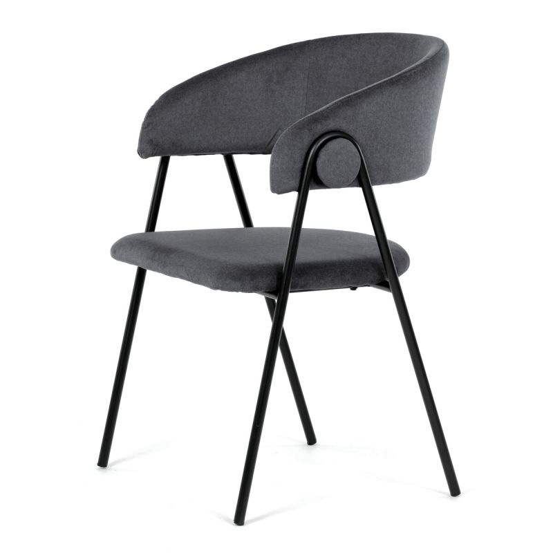 Jedálenská stolička, sivá, zamatová, látka, DCL-X7130 GREY2