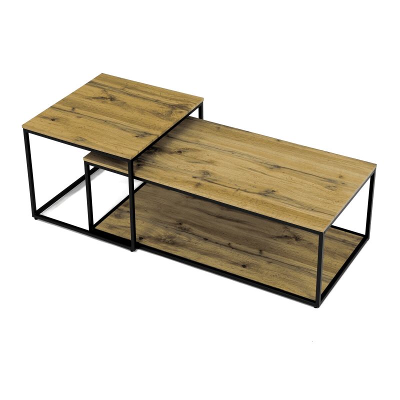 Set konferenčných stolíkov, 100x50cm, MDF, divoký dub, CT-X7123 OAK