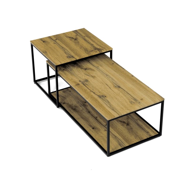 Set konferenčných stolíkov, 100x50cm, MDF, divoký dub, CT-X7123 OAK