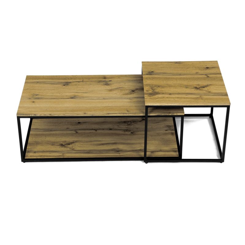 Set konferenčných stolíkov, 100x50cm, MDF, divoký dub, CT-X7123 OAK