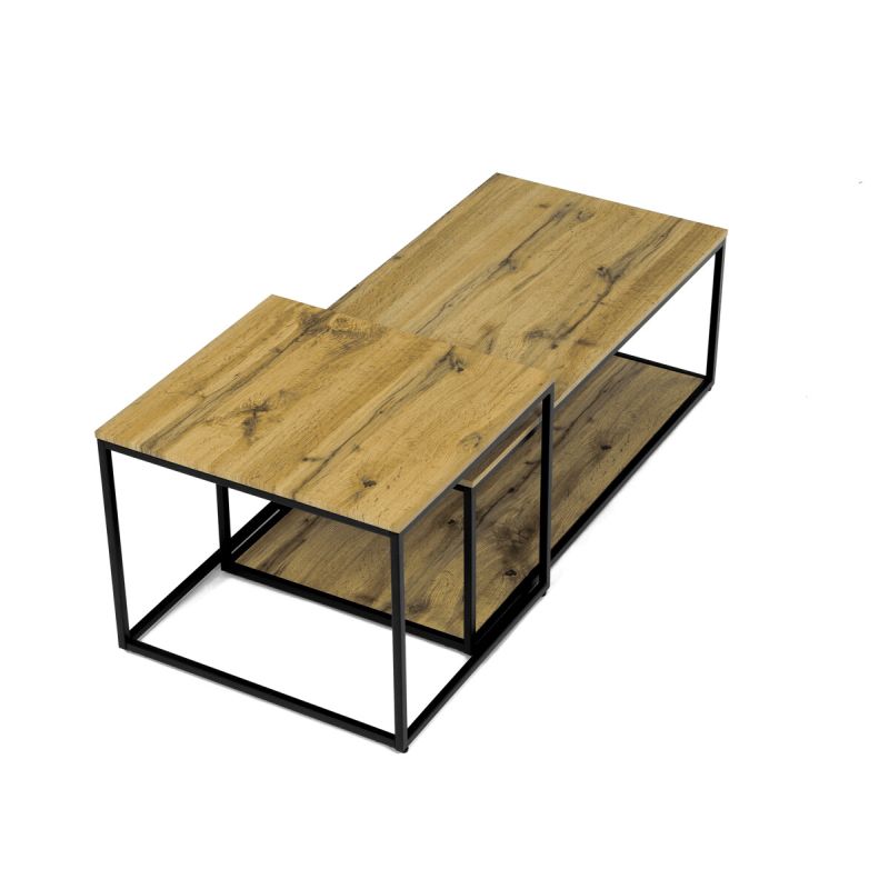 Set konferenčných stolíkov, 100x50cm, MDF, divoký dub, CT-X7123 OAK