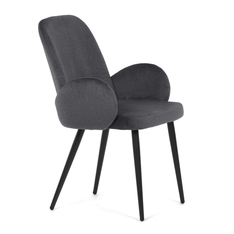 Jedálenská stolička, sivá, zamatová, látka, DCL-X7129 GREY2