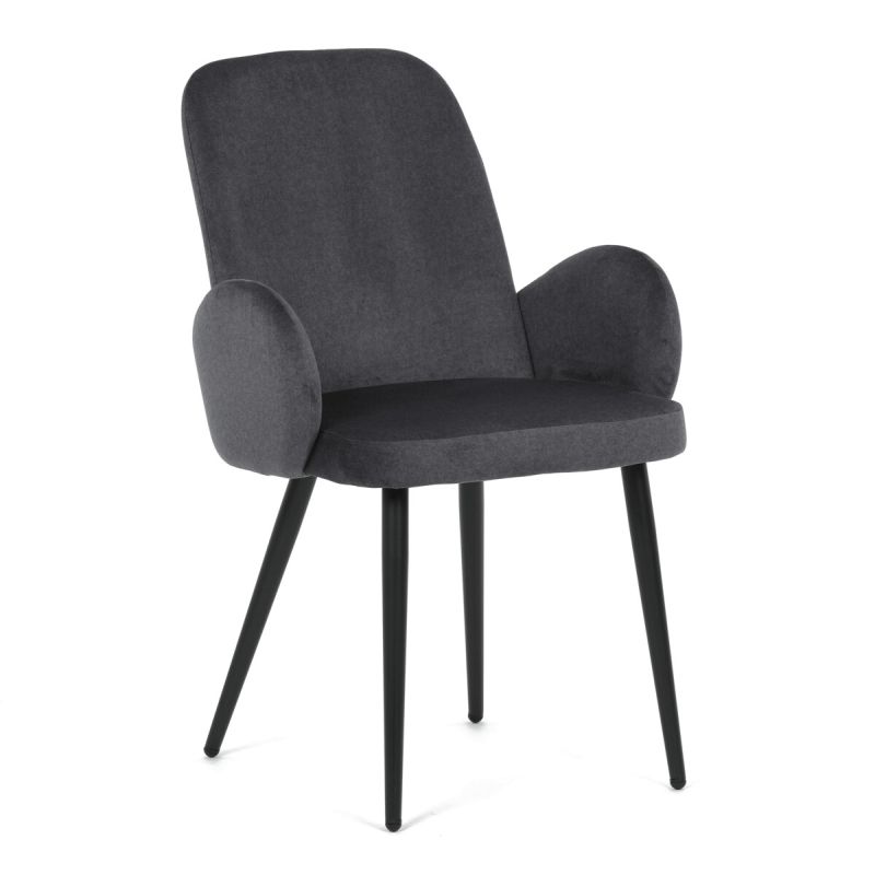 Jedálenská stolička, sivá, zamatová, látka, DCL-X7129 GREY2