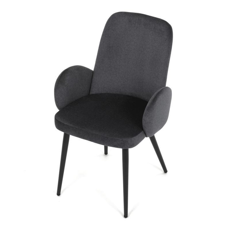 Jedálenská stolička, sivá, zamatová, látka, DCL-X7129 GREY2