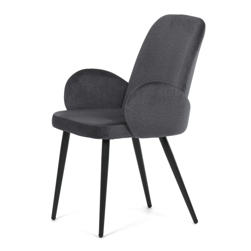 Jedálenská stolička, sivá, zamatová, látka, DCL-X7129 GREY2