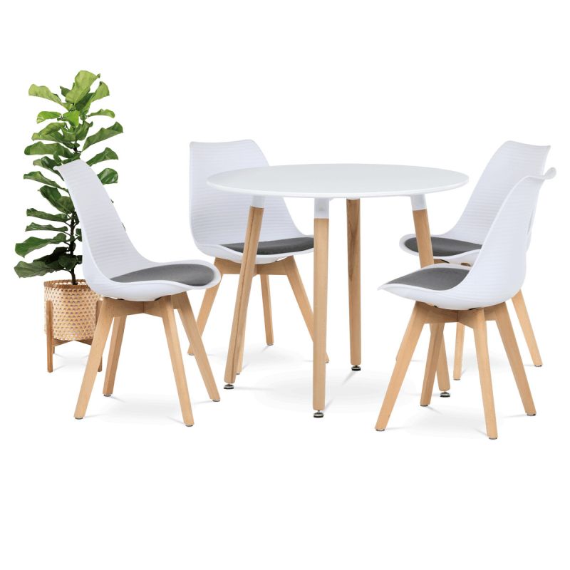 Jedálenský stôl, okrúhly, 90cm, MDF, biela, DT-306 WT