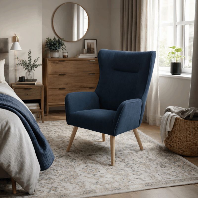 Kreslo, modrá manšestrová látka, AK-314 BLUE2