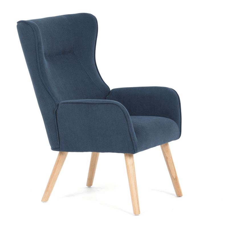 Kreslo, modrá manšestrová látka, AK-314 BLUE2