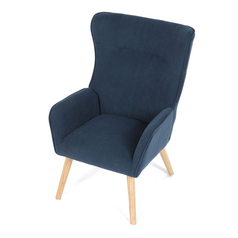 Kreslo, modrá manšestrová látka, AK-314 BLUE2