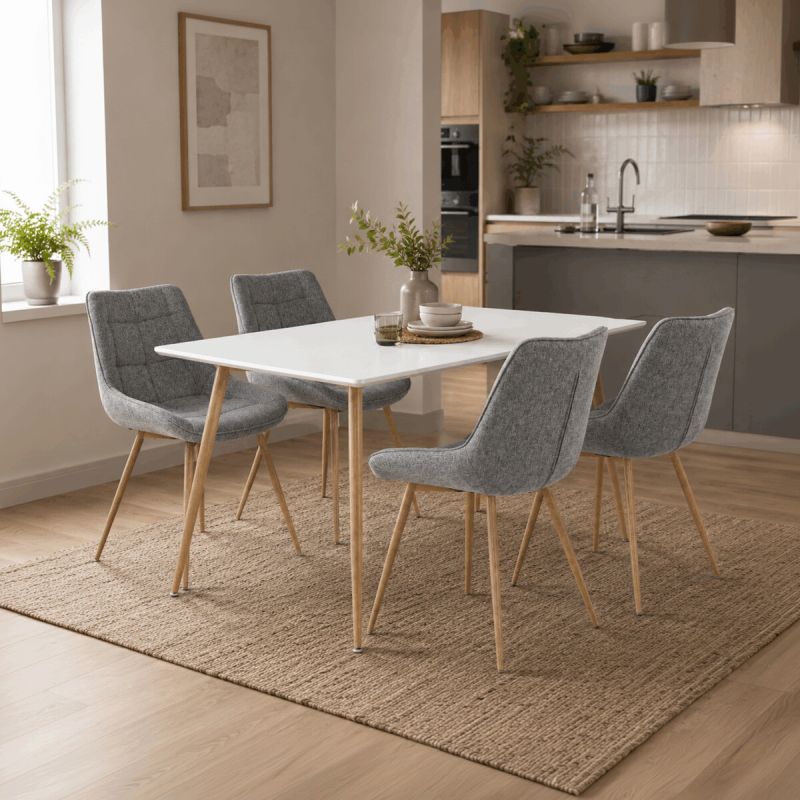 Jedálenský stôl 140x80cm, MDF, kov, biely, HT-W1214 WT
